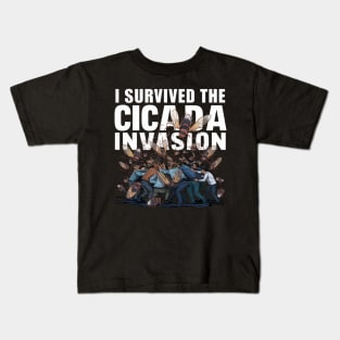 I Survived the Cicada Invasion Funny Cicada Summer 2024 Kids T-Shirt